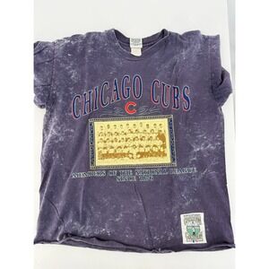 Chicago Cubs T Shirt‎ Mens L Purple Tie Dye MLB Vtg 90s Single Stitch Nutmeg
